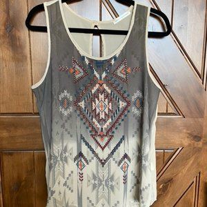 Rhinestone Southwest tank with keyhole in back